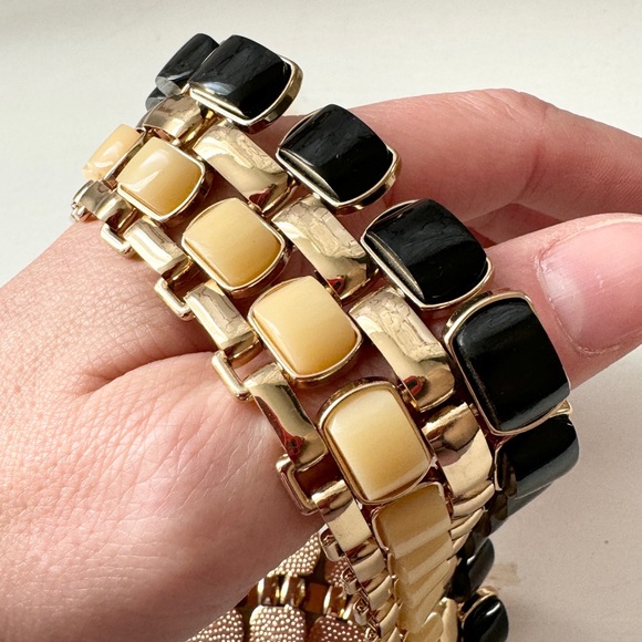 Retro The Limited Gold Tone with Black and Cream Lucite Statement Necklace - Picture 11 of 13